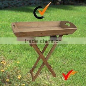 wooden folding tray table for balcony plants