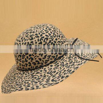 fashion ladies wool felt hat in leopard print hat body