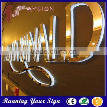 mirror stainless steel crystal backlit led channel letter sign outdoor