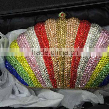 rainbow ladies designer handbags crystal and rhinestone evening purses hand bag for women