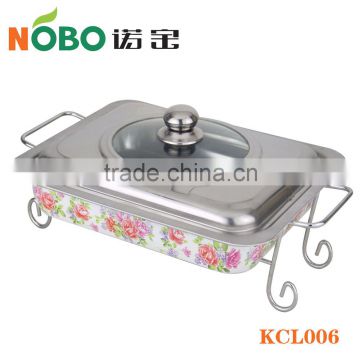 Beautiful pattern printing stainless steel small capacity chafer