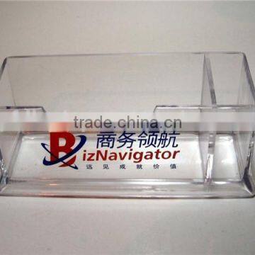 Clear Acrylic Name Business Card Holder For Office ,Engraved Desktop Business Card Holder