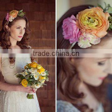 New Artificial Flower Crown Decorative Artificial Flower Crown Headband Flower