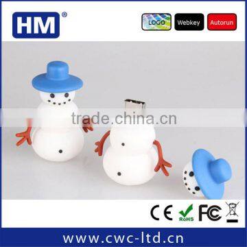 PVC USB memory snowman shape cartoon style wholesale 2GB4GB8GB16GB Custom Solution LOGO PVC/SILICONE USB flash drive