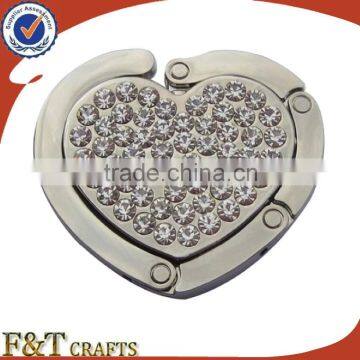 Heart shape Ladies rhinestone foldable purse hanger