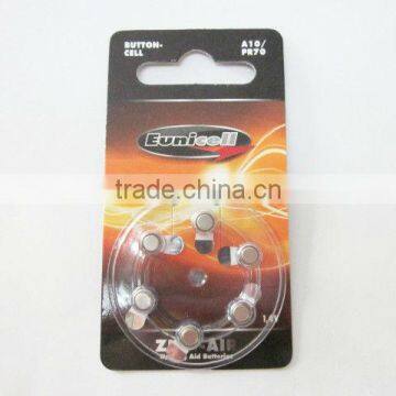 A10 PR70 zinc air battery 1.4V hearing aid batteries A10 A13 A312 A675