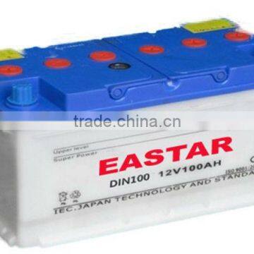 DIN100 12v 100ah dry charged auto car battery