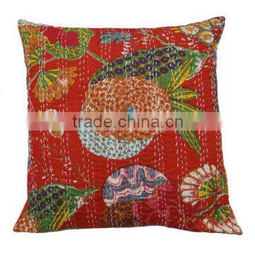 HOME DECOR CUSHION COVER PILLOW CASE KANTHA WORK FLORAL CUSHION CASE