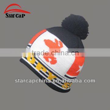 CUSTOM JACQUARD KNIT SPORT TEAM BEANIE HAT