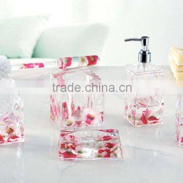 5pcs hot sale oil floating high quality acrylic Bathroom Accessories Set, 5PCS Bathroom set lotion set