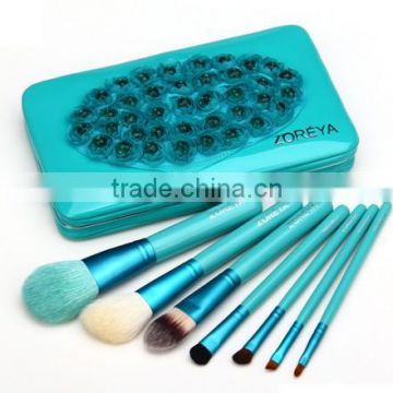 green 7pcs cosmetic brush set