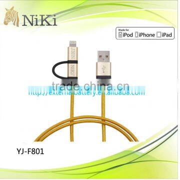 MFi Approved 2 in 1 Original 8 Pin Connector to Mirco USB Cable for iPhone and Other Mobile Phone