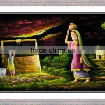 Natural village scenery oil / Village scenery painting