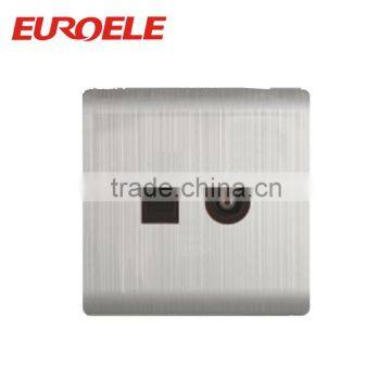 British Standard White Aluminum Panel TV Satellite and Tel Electrical Wall Socket photo-6