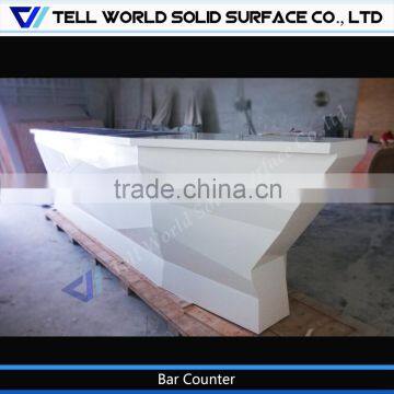Curved bar counter white with sink, acrylic bar counter