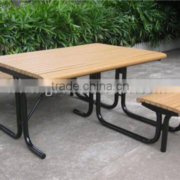 ADA accessible outdoor wooden picnic table with backless seat