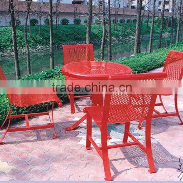 Outdoor cafe table and chairs metal site furnishing`