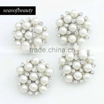 Wholesale Fashion Flower Pearl Round Rhinestone Button for Wedding