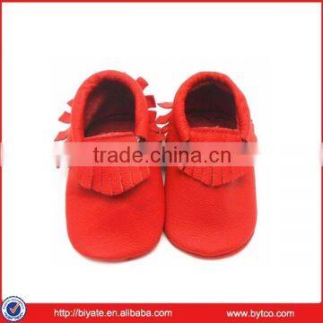 Baby Red Tassels Soft Sole Leather Infant Toddler Prewalker Shoes (6-12 months, Red)