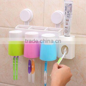 Hot selling Bathroom toothbrush holder & automatic toothpaste dispenser/ suction cup toothbrush holder