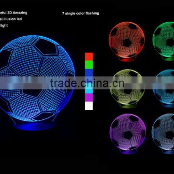 3D Optical Illusion Football Night Lamp Night Light 10 Colorful LEDs Ultra-thin Acrylic Light Panel AA Battery or DC 5V