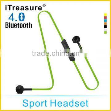 iTreasure 2015 newest neck back sports V4.0 bluetooth headphone with mic for cellphone