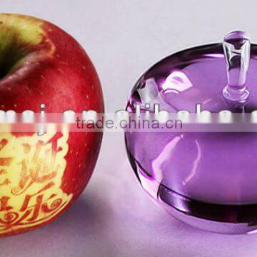 hot sale purple crystal apple paperweight for wedding gift and home decoration