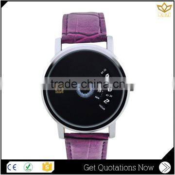 China supplier stainless steel purple genuine leather analog display alibaba express quartz luxury watch Y011