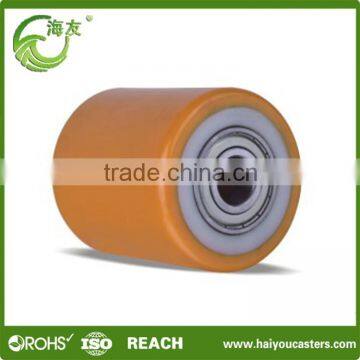 Adjustable nylon guide polyurethane rollers for hand pallet trucks