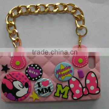 Soft PVC Iphone 5 cartoon case with metal chain