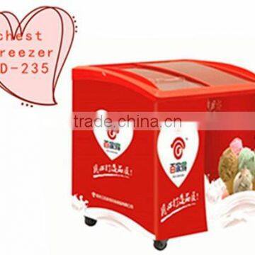 Deep freezer commercial display freezer chest glass door showcase freezer