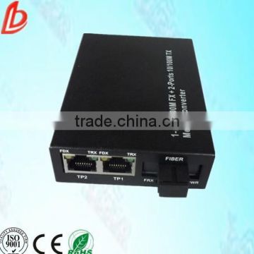 Hot sale 1SFP port & 2 RJ45 ports fiber optic transceiver, fiber optic media converter