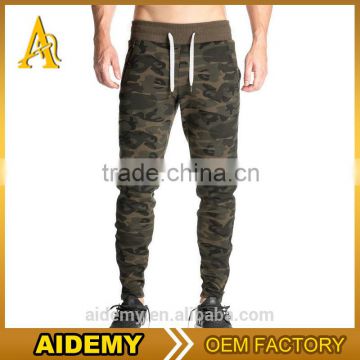 Custom mens camo joggers sweatpants with zip workout jogging pants