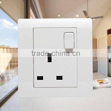 wall switch 3 flat pin socket with neon