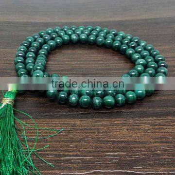 Natural 6mm MALACHITE Mala with 108 Prayer Beads perfect for Meditation Malachite Jap Mala Prayer Mala Malachite Necklace