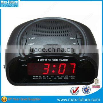 0.6'' Red LED Digital Alarm Clock with Portable AM/FM Radio