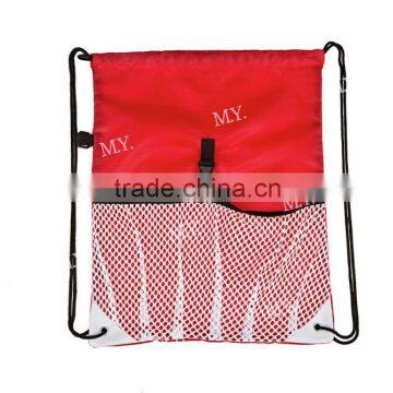 Best Selling High Qualilty Waterproof Backpack Polyester Drawstring Bag With Mesh Pocket