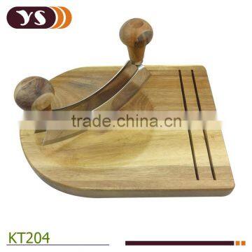 new style double herb chopper with wooden board