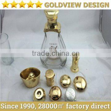 2015 hot sale gold finish metal round wine cap with embossed logo