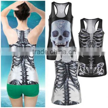 Quality X-ray-Skeleton Skull Clubwear Punk T-Shirt Print Tank Top