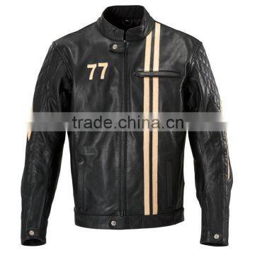 Motorbike Stripes Style Leather Jacket/ PW-JK-359