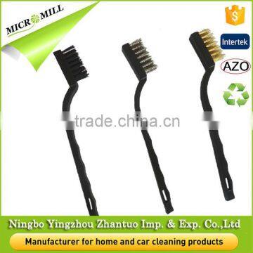 3 Piece Mini Wire Detail bristle brush, bass steel bristle brush for car cleaning