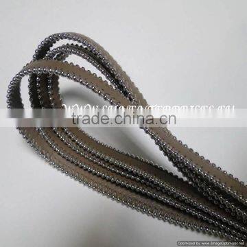 Leather With Chain - Real Leather Round Stitch 10 mm Light Taupe