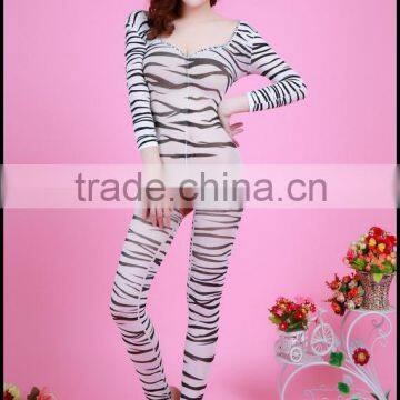 CK06302x Sexy Lace Transparent Long-sleeved Zebra Lingeries Bodystocking photo-2