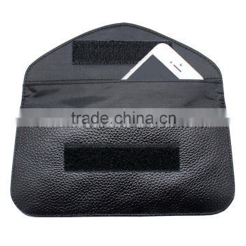 Real leather mobile phone signal blocking pouch rfid phone sleeve bag