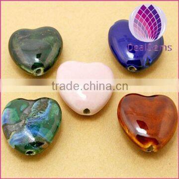Fashion New Design Bead Porcelain , 28x32 Mm, Heart Shape Hole Size: 4 mm 10pcs per Bag