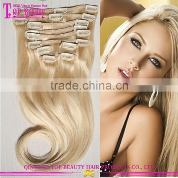 Virgin European Human Hair Blonde Hair Extension #613 Clip In Extensions