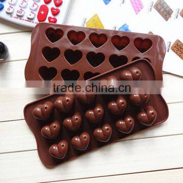 Wholesales 15 pcs silicone fondant cake heart chocolate mould