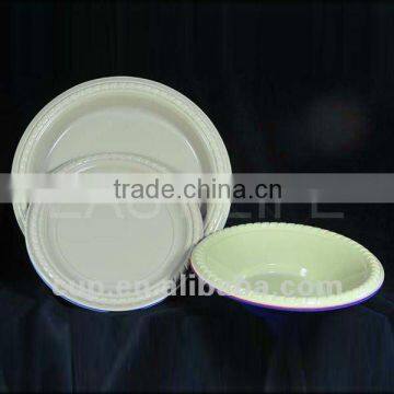 dinner set disposable plastic super white and cream dinner set