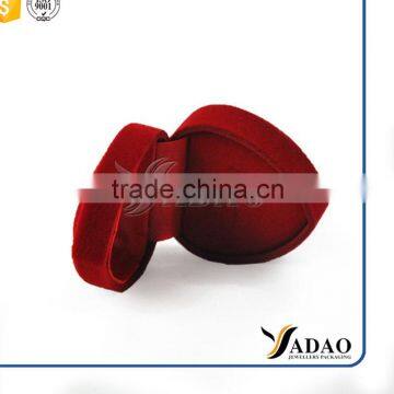 Red Color Heart Shape Velvet Packaging Ring Box photo-5
